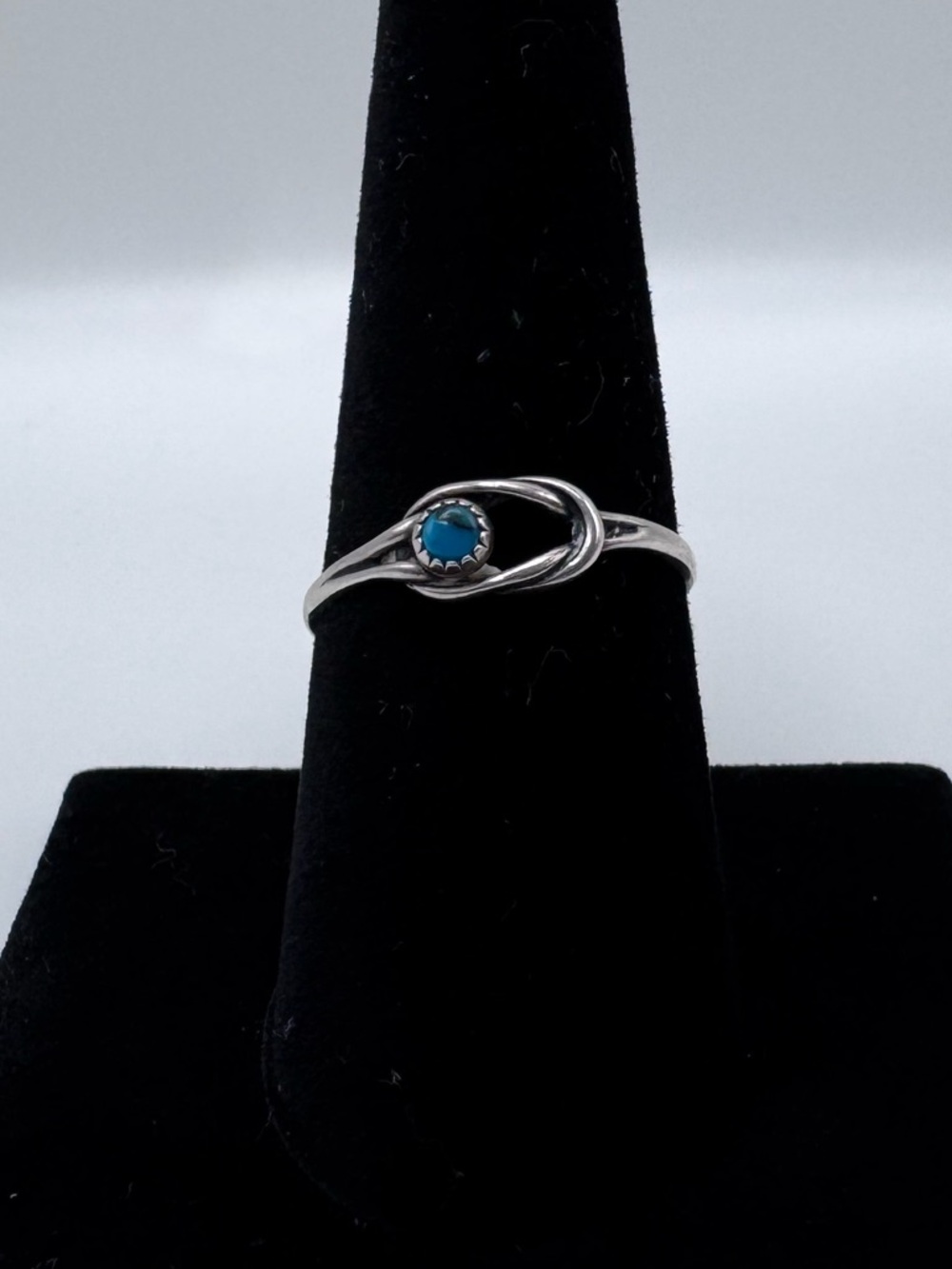 Sterling Silver 925 Turquoise Gemstone Knot Ring Sz 8